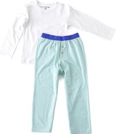 Little Label - Jongens pyjama - green blue hatch - maat: 98/104 - bio-katoen
