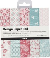 Creotime Designpapier Blok Blauw/roze 15,2 Cm 50 Vellen