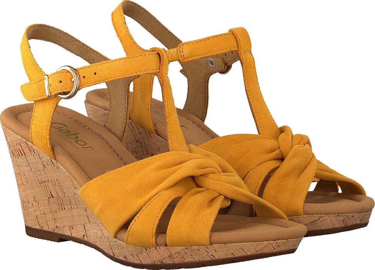 Gabor Comfort sandalen met sleehak geel - Maat 37.5 | bol.