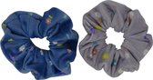 Jessidress XL Scunchies Grote Scrunchies van Velours Elastieken van sterke kwaliteit - Blauw/Grijs
