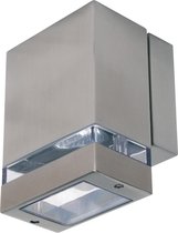 LED Tuinverlichting - Buitenlamp - Gardy 1 - Wand - RVS Mat Chroom - GU10 - Vierkant - BES LED