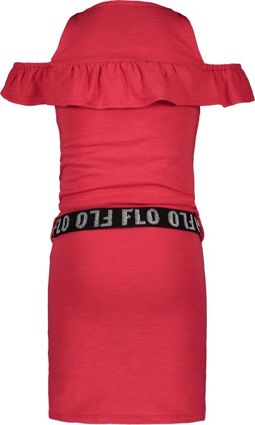 Like FLO Meisjes lurex streep ruffle jurk - fuchsia - Maat 104 | bol.com