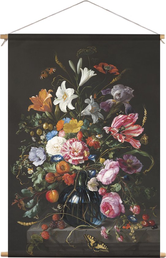 Textielposter / Schoolplaat Vaas met Bloemen | 120 x 160 cm |  PosterGuru