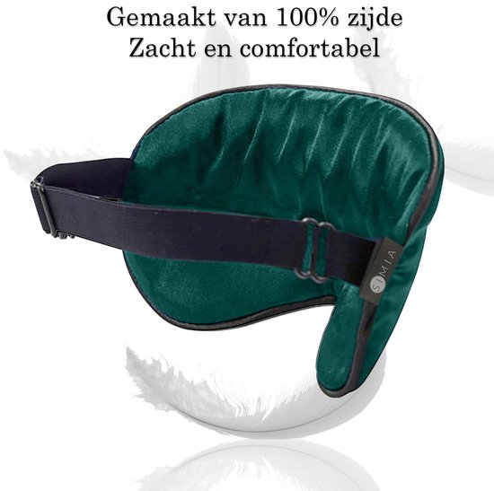 SIMIA™ Premium Zijden Slaapmasker + Opbergzakje - 100% Verduisterend Oogmasker - Verstelbaar - Blinddoek - Zijdezacht - Anti-Rimpel - Cadeau Tip - Diep Groen - SIMIA™