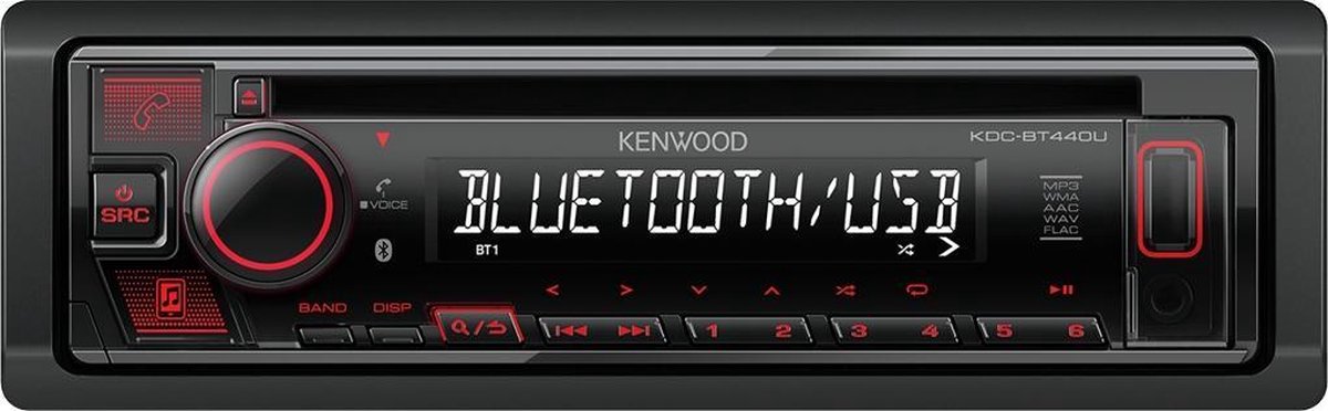 Kenwood KDC-BT440U Radio-CD speler - Bluetooth - Rood | bol