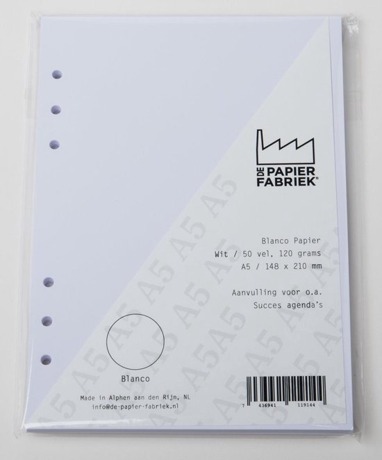 Aanvulling Wit Blanco A5 Notitiepapier 120g/m² voor o.a. Succes, Filofax Organizers 50 vel + 3 Zebra Mildliners Pastel