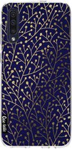 Casetastic Samsung Galaxy A50 (2019) Hoesje - Softcover Hoesje met Design - Berry Branches Navy Gold Print