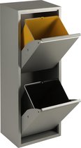 Vuilnisemmer - afvalbak - vuilnisbak - afvalemmer - afvalscheiding met twee binnenemmers / metallic grijs