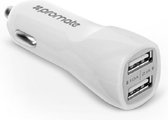 DELTRACOPROM VIVID.WHITEDEL - USB Auto oplader, ultrasnel , 2 x USB-A, 5V, 2.4A - zwart – wit