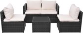 Tuin Loungeset Zwart (Incl LW Fleece deken) - Lounge bank tuin - Tuinbank - Loungebank - Tuinset - Tafelset tuin - Bistroset