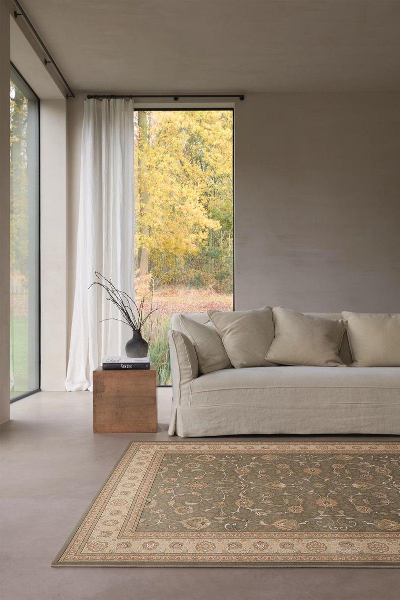 OSTA Nobility – Vloerkleed – Tapijt –  geweven – wol – decolan – duurzaam - modern - klassiek - Groen/Beige – 80x160