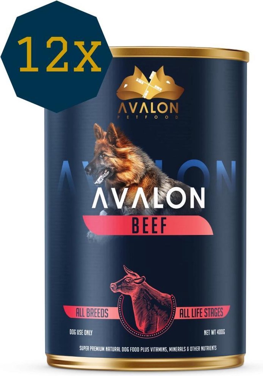 Avalon Petfood Dog Beef hondenvoer - 12 x 410gr - Natvoer