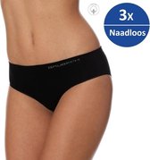 Brubeck Dames Ondergoed Hipster - Naadloos Elastisch Katoen 3-Pack - Zwart - L