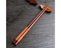 Japanse Eetstokjes - Handgemaakt - Chestnut - Chopsticks - Eetgerei - Inclusief Legger - Donkerbruin/Lichtbruin