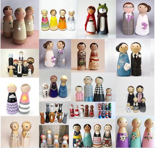 Schandalig Samengesteld contact Houten poppetjes - Peg dolls - 20 stuks - 43mm - 10x man + 10x vrouw |  bol.com