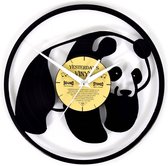 Lp klok met panda - Vinyl - Wandklok - Met geschenkverpakking - Pandabeer - 30 CM