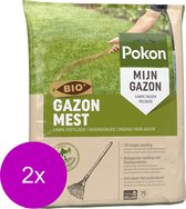 Pokon Bio Gazonmest - 2 x 5kg - Mest  - Geschikt voor 2 x 75m² - 120 dagen biologische voeding - Voordeelverpakking