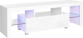 Nancy's Tv Kast Meubel - Tv Meubels met LED Verlichting - Hoogglans Wit - Tv kast met Opbergruimte - 140 x 35 x 45 cm