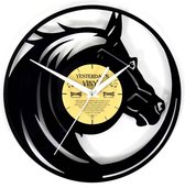 Lp Klok met Paard - Vinyl - Wandklok - Paardenhoofd - Ø 30 CM