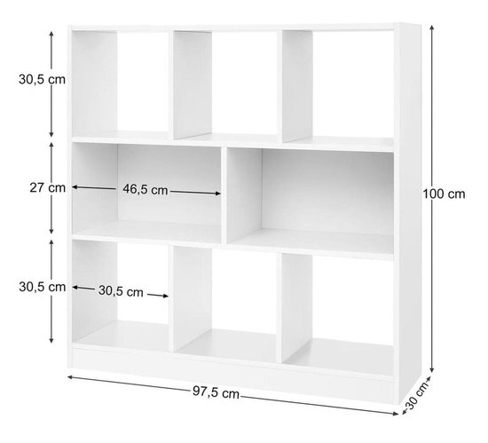Parya Home - Boekenkast - Met open vakken - 8 vakken - Wit van parya-home — afbeelding 3