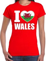 I love Wales t-shirt Verenigd Koninkrijk rood voor dames L