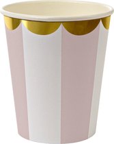 Kartonnen bekers - Strepen Roze - Meri Meri - 8 stuks - 260ml