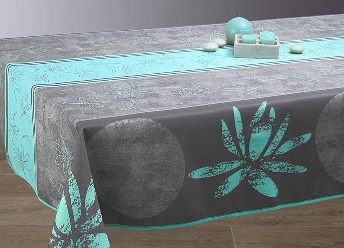 Tafelkleed anti-vlek Lotus bleu 300 x 150 cm Tafellaken - Decoratieve Tafel Accessoires - Woonkamer Decoratie - Bonne et Plus®