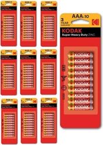 Kodak AAA/LR03 ZINC Super Heavy Duty alkaline 1.5V - 100 Stuks (10 Blisters a 10st)