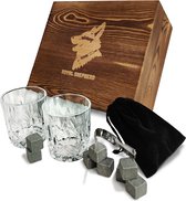 Royal Shepherd Whiskey Set met 2 Glazen en 8 Whiskey Stones - Kerst - Kerstcadeau  - Cadeauset - whiskeyset - Natuursteen - Tang - Whisky