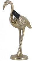 Kolony - Woonaccessoires - Beelden - Flamingo - goud - Vogel op voet. Gouden woondecoratie op voet