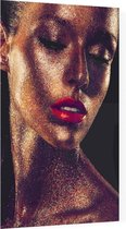 Mooie vrouw met gouden glitters - Foto op Plexiglas - 60 x 90 cm