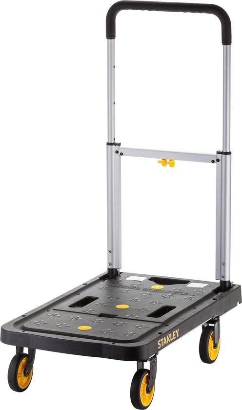 Foto: Stanley opvouwbare platformwagen pc517 max 120kg aluminium 68 x 41 x 92 cm anti slip platform zwart geel