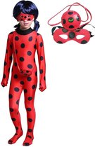 Ladybug kostuum Miraculous superheldin pak meisjes - Verkleedkleding - 116/122 (120) + GRATIS tasje & masker