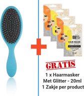 RAINBOW Ontwarborstel Blauw + 1 x 20ml Glitter Haarmasker