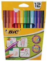 12 Kleurstiften - Viltstiften - merk BIC - kwaliteit -