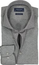 Profuomo Originale slim fit jersey overhemd - knitted shirt - antraciet grijs melange - Strijkvrij - Boordmaat: 42