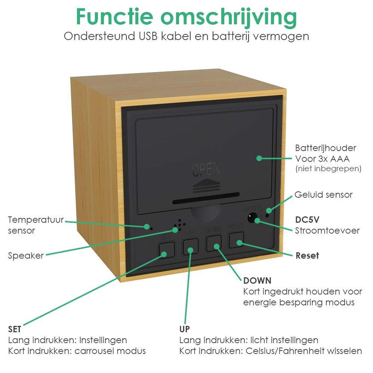 Praktische Digitale Led Wekker Multifunctionele We... - Grandado
