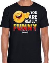 Funny emoticon t-shirt you are really funny not zwart voor heren S