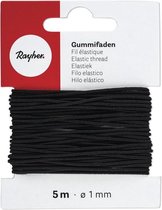 2x Zwart hobby band elastiek op rol van 5 meter - breedte 1 mm - Zelf kleding/mondkapjes maken