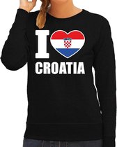I love Croatia supporter sweater / trui voor dames - zwart - Kroatie landen truien - Kroatische fan kleding dames XL
