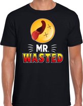 Funny emoticon t-shirt mr. wasted zwart voor heren XL