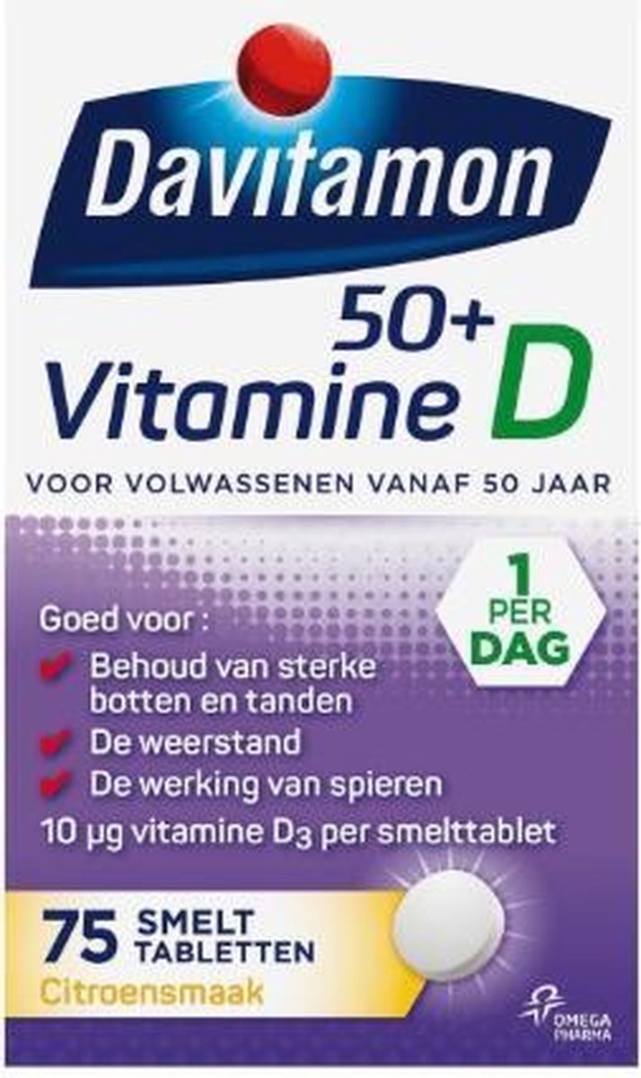 Davitamon Vitamine D 50+ Voedingssupplement met vitamine D voor 50 plussers - Smelttabletten 75 stuks