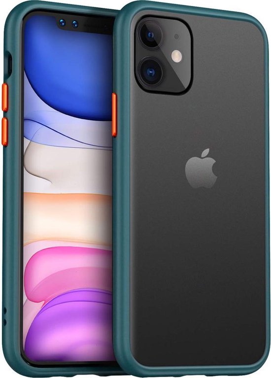pik Onnodig Jet Bumper geschikt voor Apple iPhone 11 Pro Hoesje Groen x Zwart - Shockproof  | bol.com