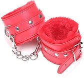 Handboeien rood imitatie leder en pluche