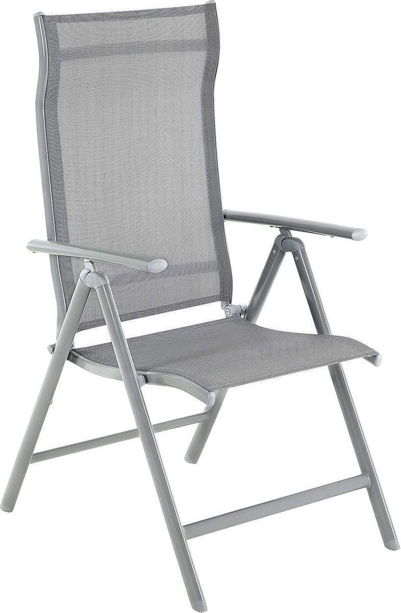 ACAZA Tuinstoel - Strandstoel - Vouwstoel voor Terras/Tuin/Camping - Opbouwbaar - Klapstoel - Campingstoel - Verstelbare Rugleuning - 150KG Draagvermogen - Lichtgrijs