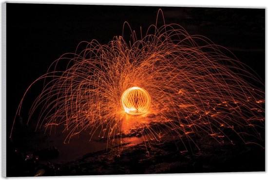 Acrylglas –Oranje Vuurwerk– 40x30 (Wanddecoratie op Acrylglas)