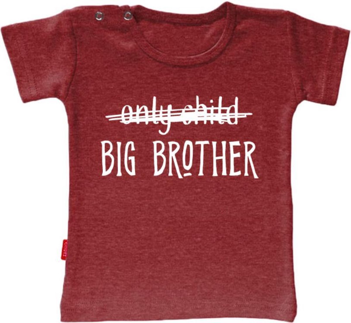 T-shirt Zwangerschapsaankondiging Grote Broer - Only Child Big Brother - Bordeaux - 3-4j
