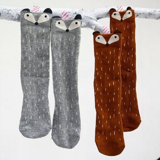 WiseGoods Luxe Baby Kniekousen - Lange Sokken voor Baby's - Vos - Kinder Kleding - Winter - Katoen - WiseGoods