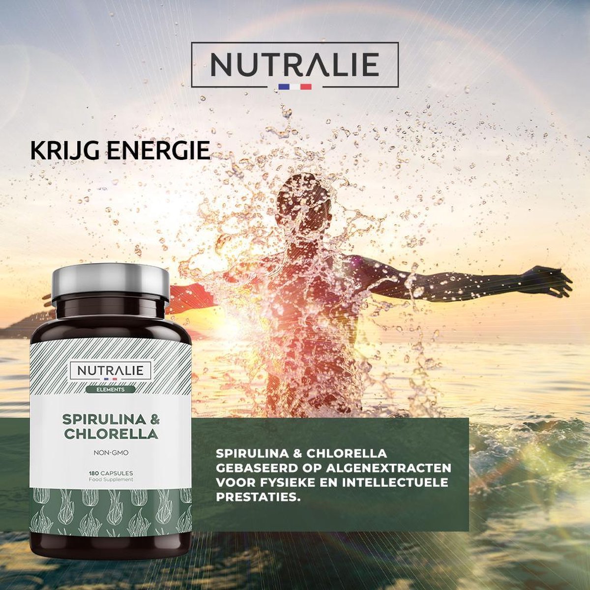 NUTRALIE Spirulina & Chlorella 1800mg voor Detox, Energie, Spieren en