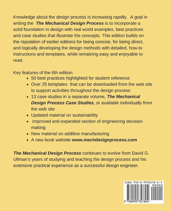 The Mechanical Design Process 9780999357804 David G. Ullman Boeken